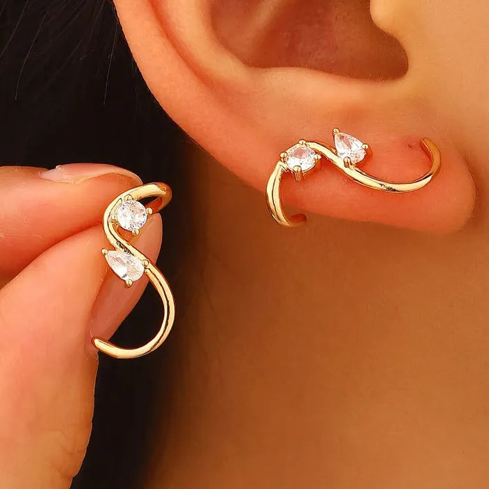 Vintage Water Drop Zircon S-Shaped Stud Earrings for Women Gift