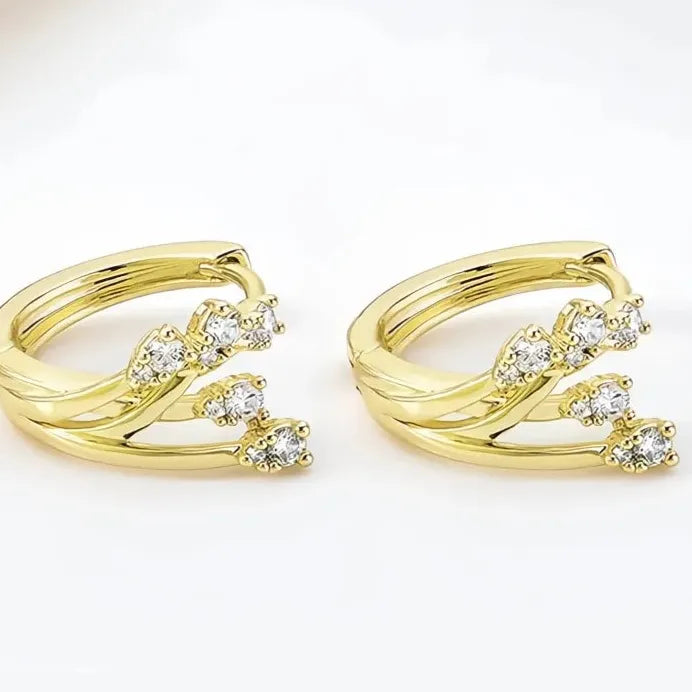 Gold Women Hoop Earrings Cubic Zirconia Geometric Wedding Jewelry