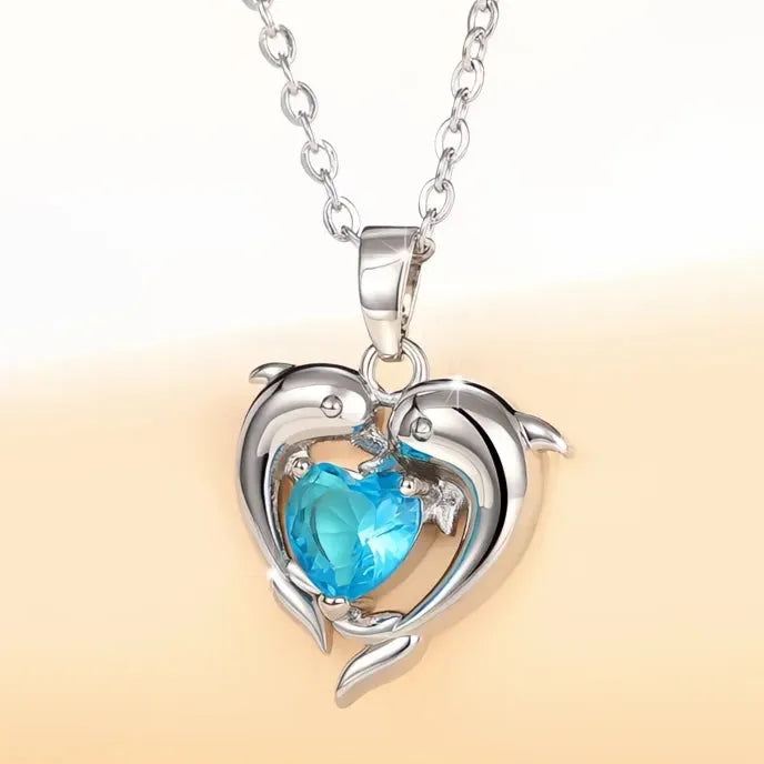 Romantic Love Dolphin Pendant Necklace for Women Copper Alloy Cubic Zirconia Jewelry Wedding Party