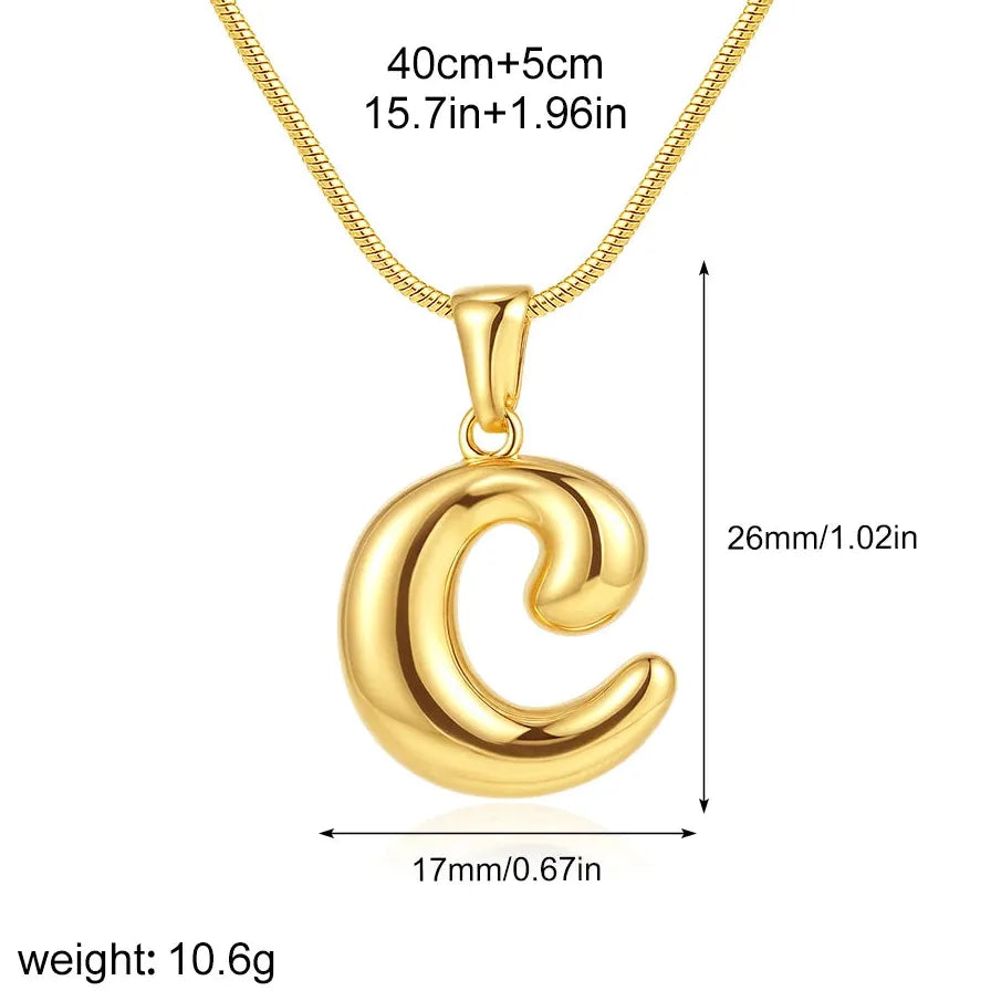 18k Gold Plated Stainless Steel Alphabet Initial Pendant Necklace A-Z for Women