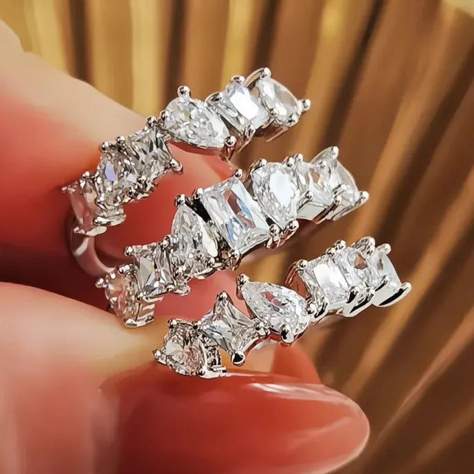 Multi-layer Women’s Geometric Brass CZ Ring Wedding Party Jewelry Gift