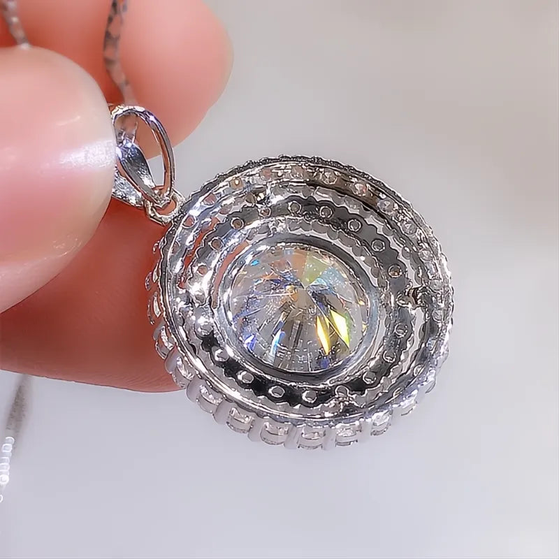 Gorgeous Bridal Wedding Necklace Cubic Zirconia Round Pendant Elegant Women’s Fashion Jewelry
