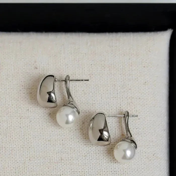 Bean Pearl Stud & Waterdrop Dangle Earrings for Women Zinc Alloy Gift 2026