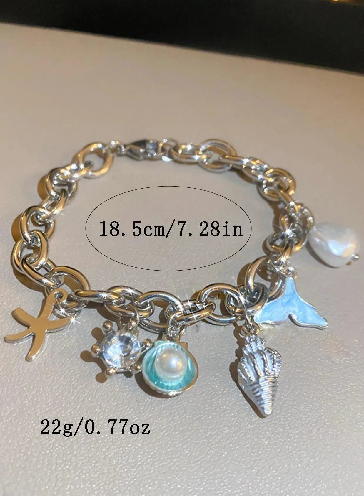 Drop Oil Fish Tail Conch Pearl Copper Alloy Chain Bracelet for Men & Women