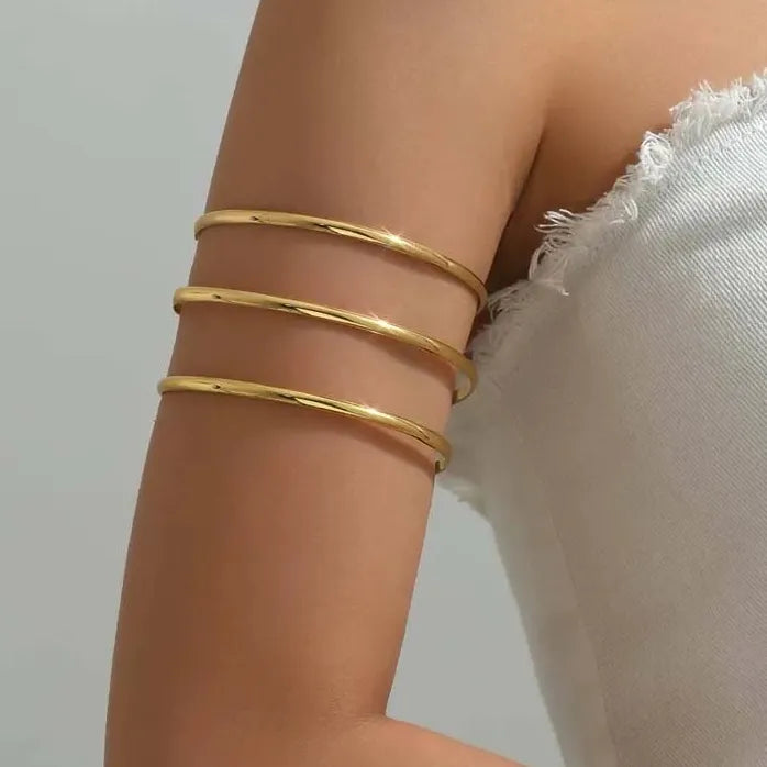 Vintage Gold Metal Multilayer Lines Adjustable Cuff Bracelet for Women Jewelry