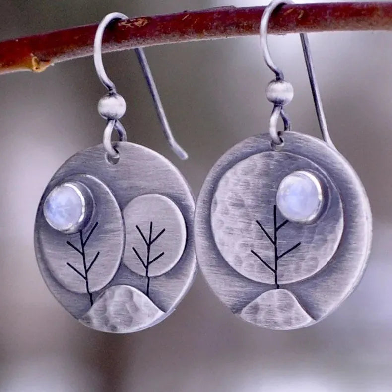 Silver Waterdrop Flower Leaf Earrings with Pink Green Stone for Women Wedding Jewelry