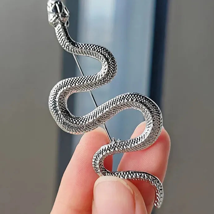 Copper Snake Brooch Pin for Women Men Punk Fashion Party Jewelry