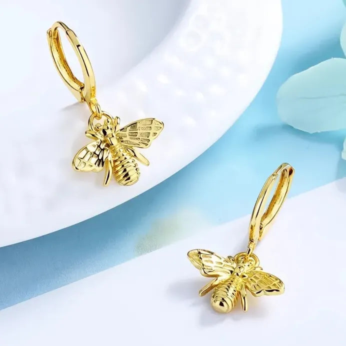 Gold Bee Shaped Women’s Drop Earrings Trendy Party Fashion Jewelry