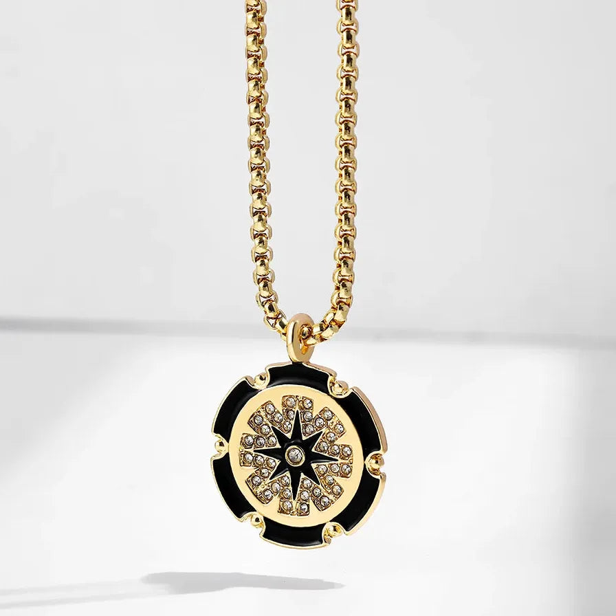 Boho Geometric CZ Zircon Heart Pendant Necklace for Women Gold Stainless Steel Jewelry