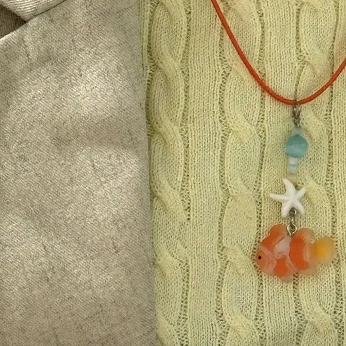 Acrylic Cartoon Clownfish Pendant Necklace for Women Girls Marine Jewelry Gift