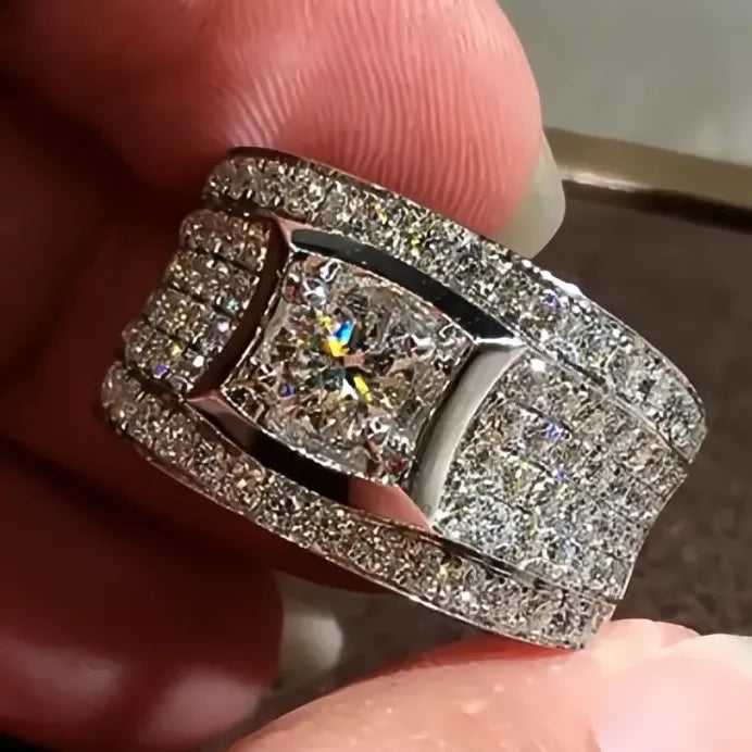 Elegant Women’s Silver Cubic Zirconia Cocktail Ring for Parties