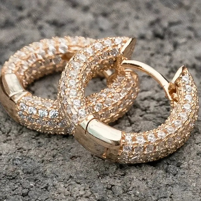 Luxury Women Small Hoop Earrings Micro Paved CZ Stones Copper Fashion Jewelry