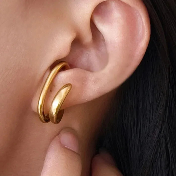 Vintage Minimalist Zinc Alloy Arc-Shaped Clip Earrings for Women Punk Jewelry