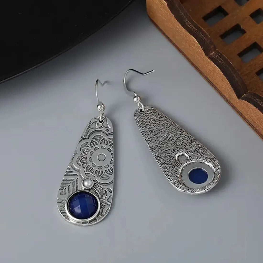 Bohemian Vintage Ethnic Irregular Drop Earrings for Women Zinc Alloy Silver