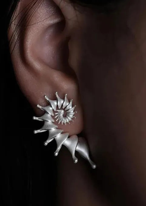 Vintage Copper Geometric Conch Stud Earrings Unisex Jewelry for Men Women