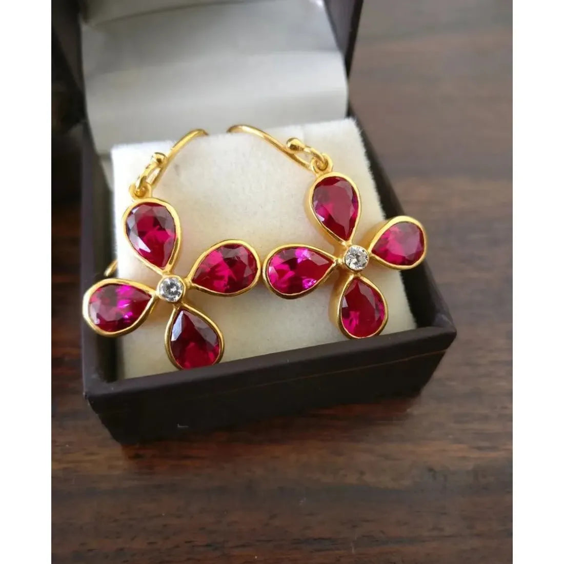 Luxury Gold Flower Drop Earrings Women Copper Multicolor Cubic Zirconia Jewelry