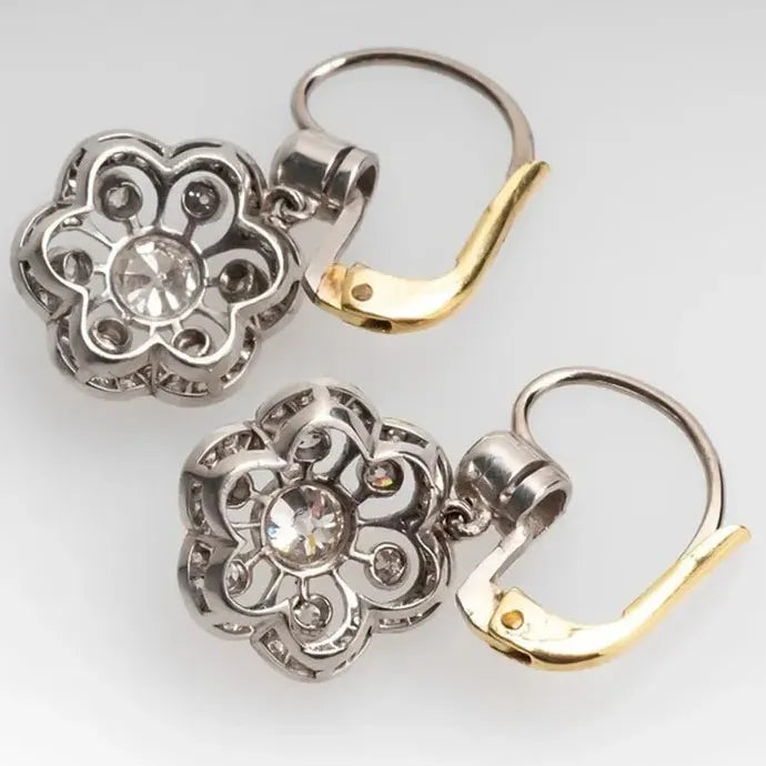 Flower Crystal Wedding Drop Earrings Ladies Fashion Jewelry Cubic Zircon Gift