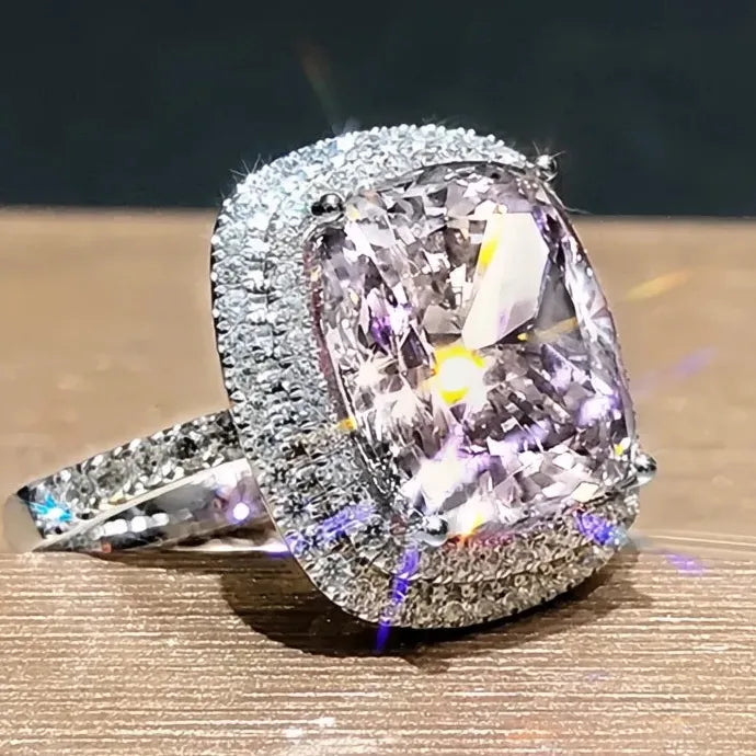 Elegant Geometric Cubic Zirconia Wedding Band Ring for Women Brass CZ Jewelry
