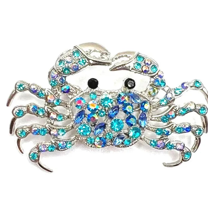 Blue Crystal Crab Brooch Animal Jewelry Gift for Women Men