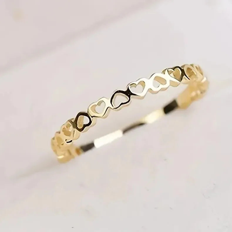 Hollow Hearts Zinc Alloy Rings for Women 2 Colors Daily Wear Fashion Jewelry