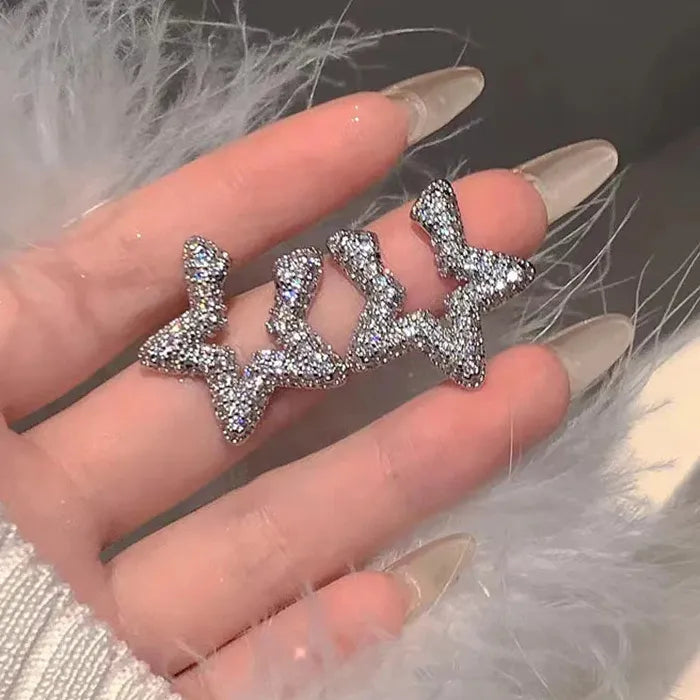 Elegant Cubic Zirconia Zinc Alloy Five-Pointed Star Earrings for Women