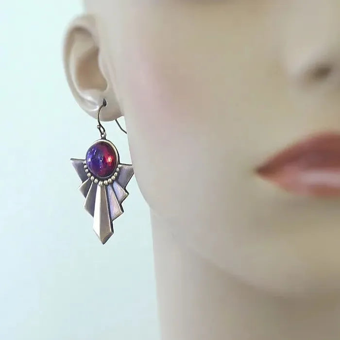 Bohemian Geometric Pendant Earrings with Imitation Pearls Zinc Alloy for Women