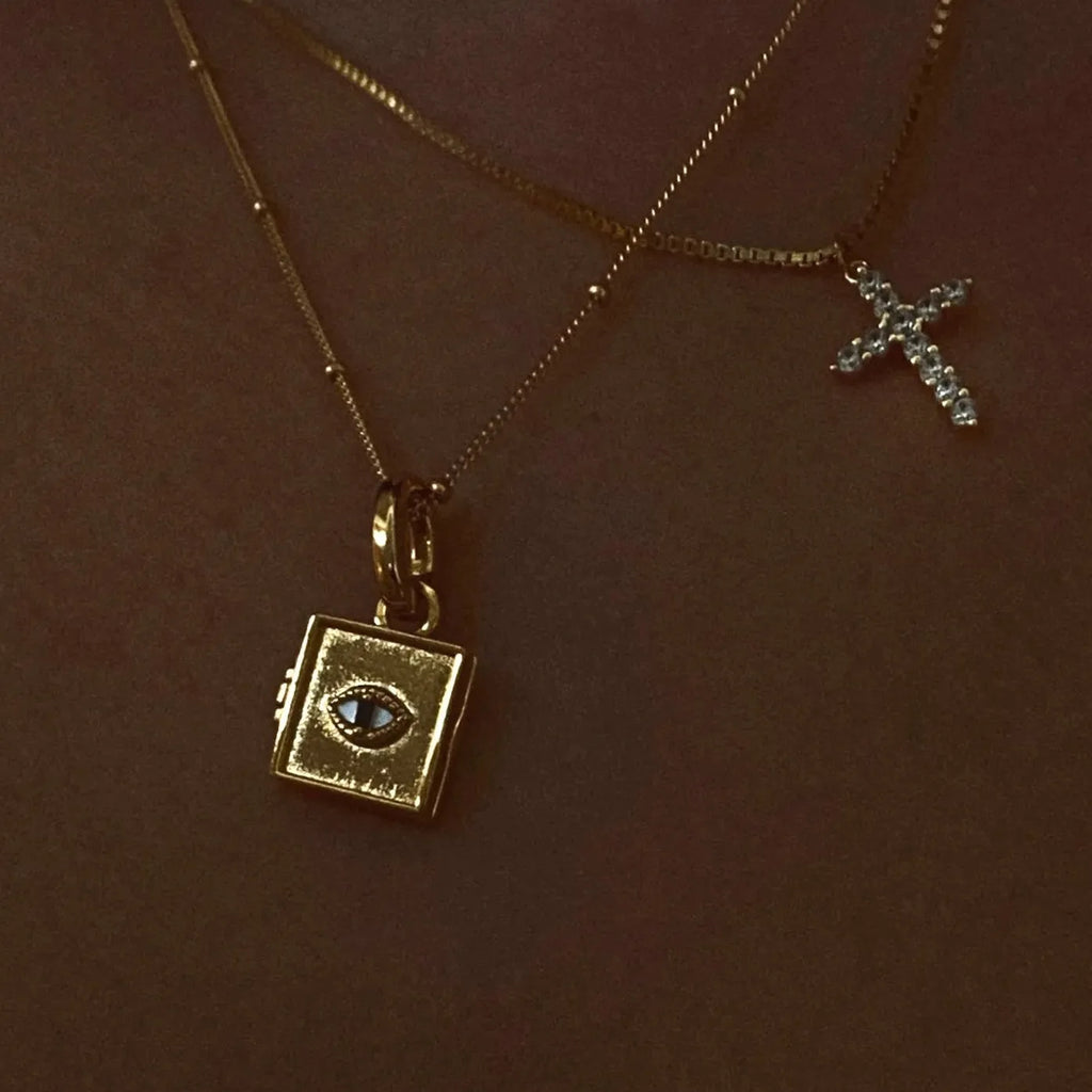Gold Cross Necklace for Women Stainless Steel Rhinestone Christian Jewelry