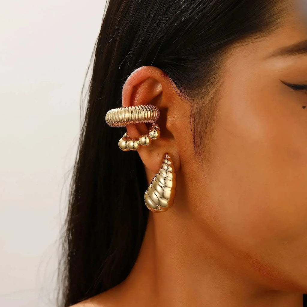 4Pc Vintage Geometric Clip Earrings Women Trendy C Shape Ear Cuff Jewelry