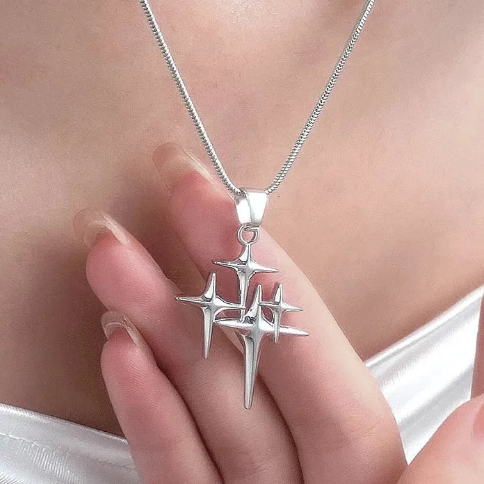 Vintage Moon Star Tassel Pendant Necklace for Women Zinc Alloy Crystal Gift