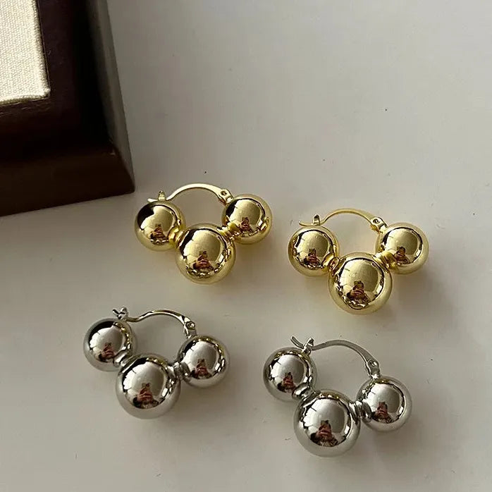 Copper Alloy Metal Ball Stud Earrings European American Style Women 2026