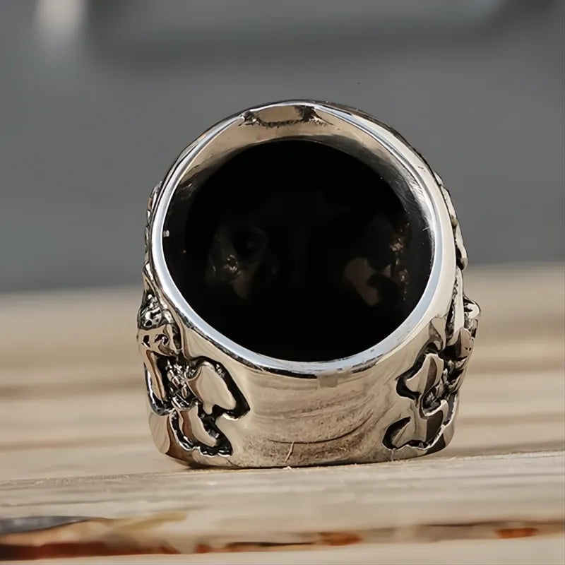 Kapala Skull Ring Men Boys 316L Stainless Steel Gothic Biker Neo-Gothic Motor Ring 7-14