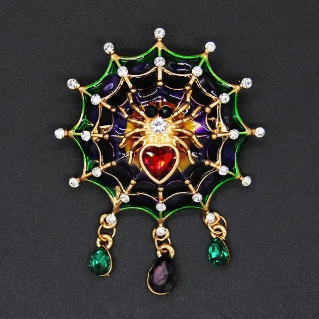 Vintage Korean Spider Brooch Rhinestone Jewelry for Men and Women