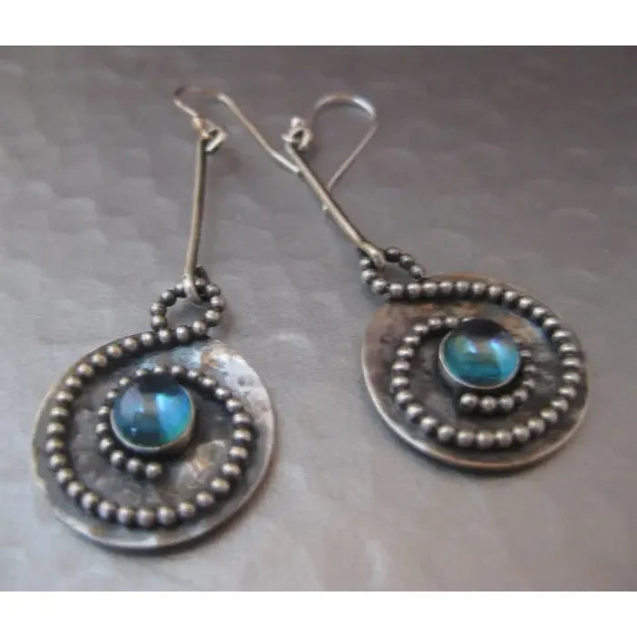 Vintage Bohemian Zinc Alloy Earrings with Round Moonstone Pendant for Women Gift