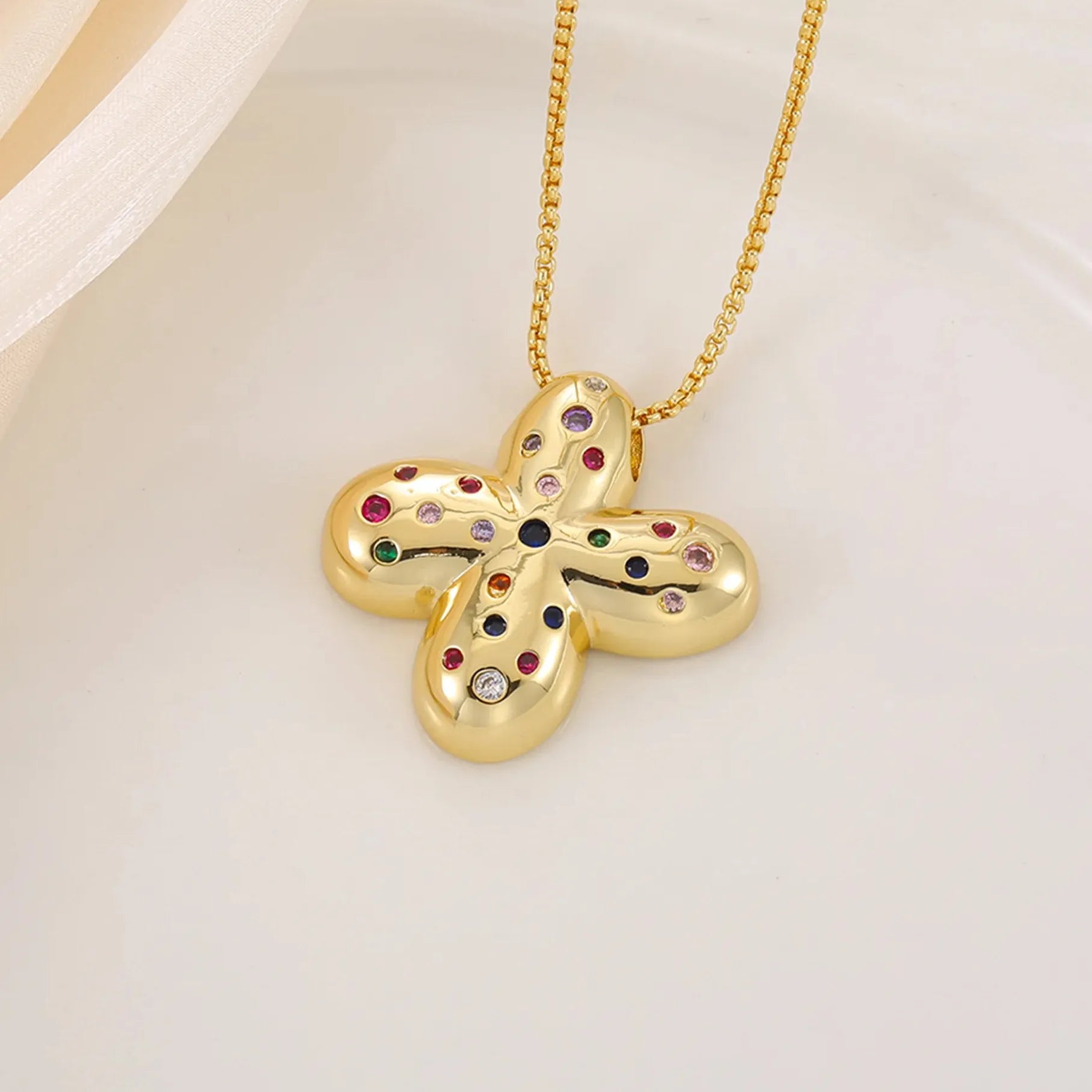 18K Gold Plated A-Z Letter Pendant Necklace for Women Gift Cubic Zirconia