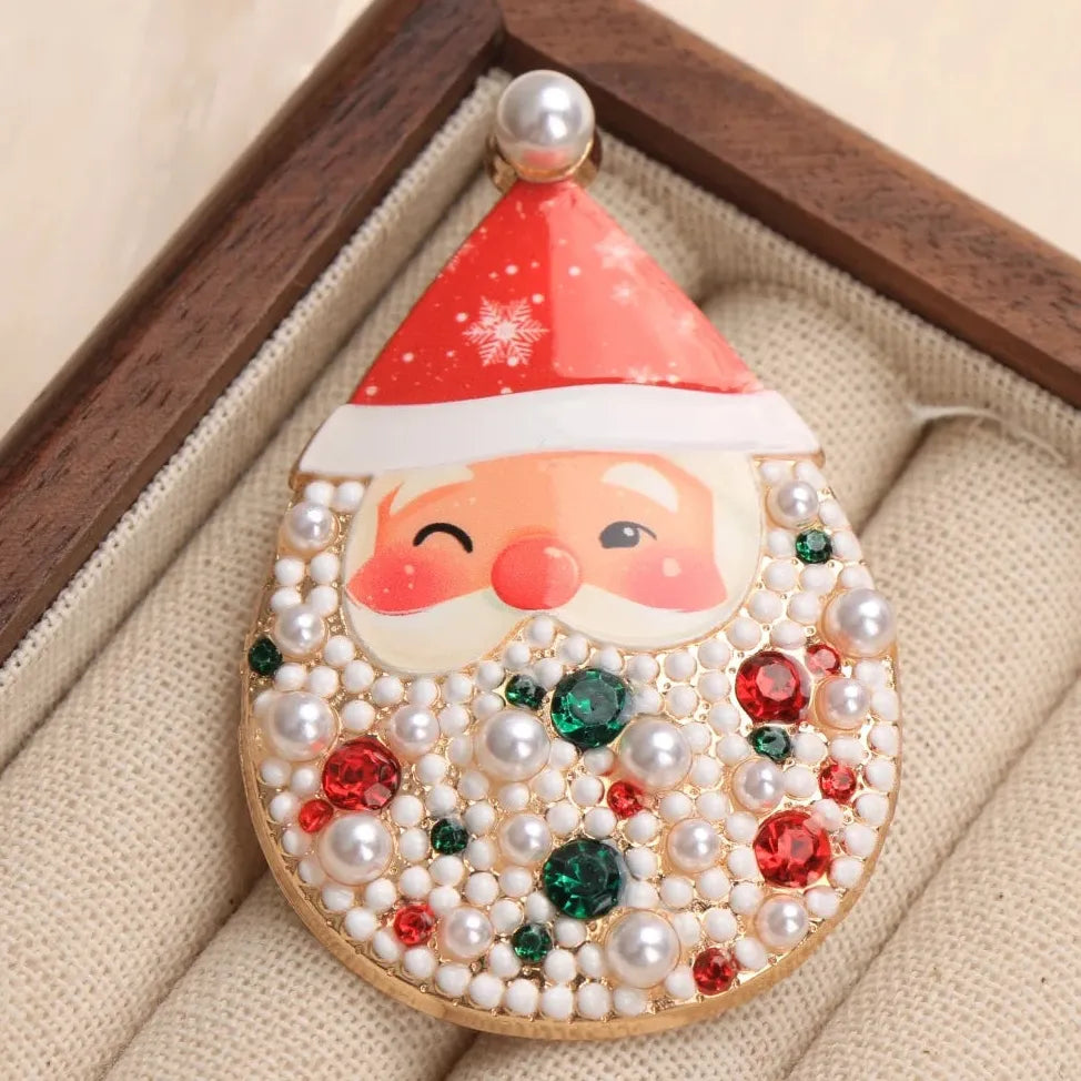 Elegant Classic Santa Claus Brooch Holiday Gift for Women Men