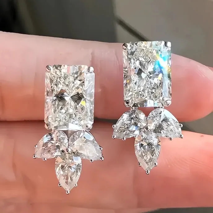 Charming Geometric Cubic Zirconia Stud Earrings for Women Copper Alloy Fashion Jewelry