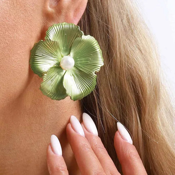 Colorful Floral Drop Earrings for Women Zinc Alloy Jewelry Gift