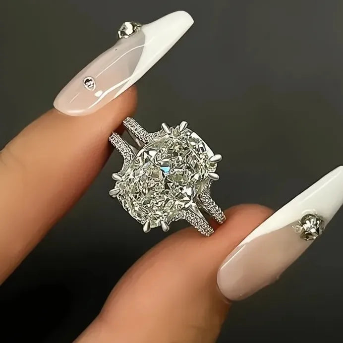 Elegant Big Crystal Cubic Zirconia Geometric Wedding Engagement Ring for Women