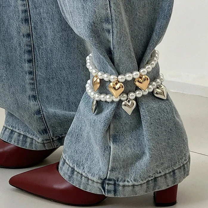 2Pcs Adjustable Simulated Pearl Anklet Set for Women Elegant Foot Chain Jewelry