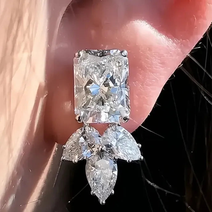 Charming Geometric Cubic Zirconia Stud Earrings for Women Copper Alloy Fashion Jewelry