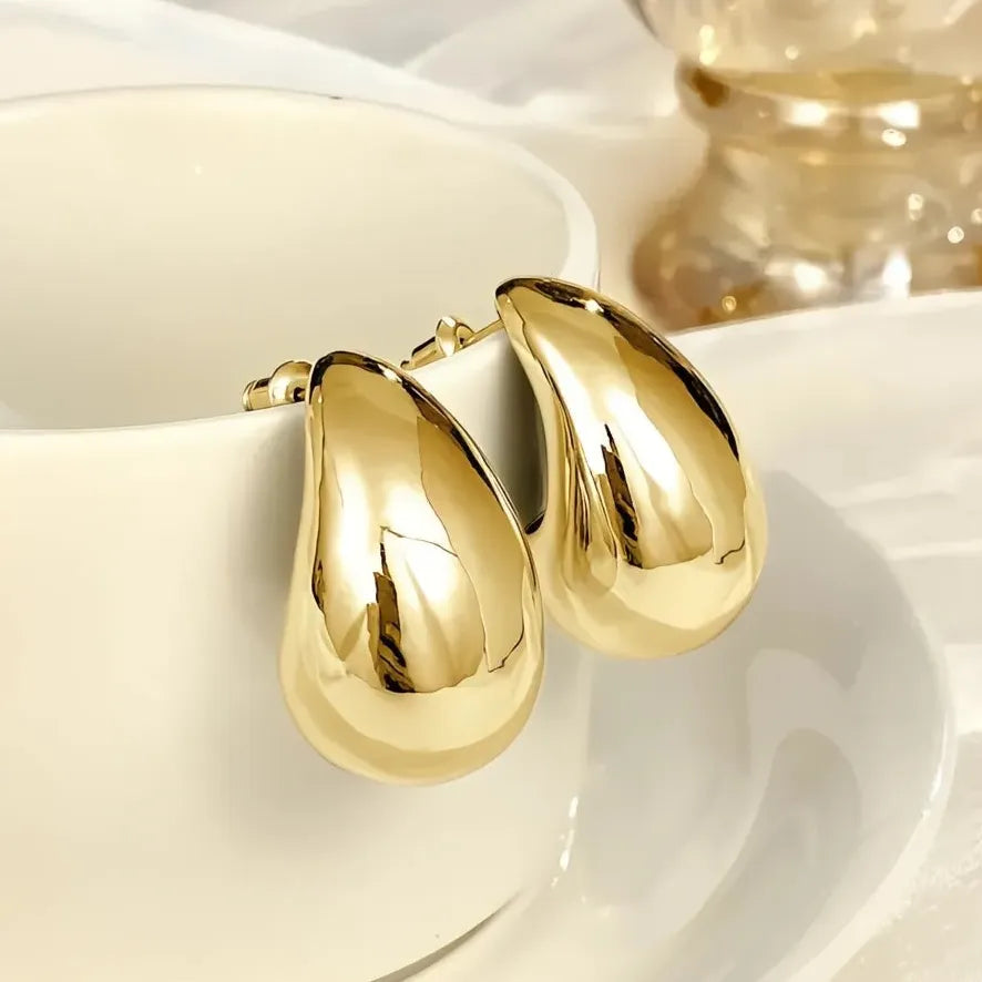 Water Drop Earrings for Women Brass Metal Gold Color Silver Plated Gift