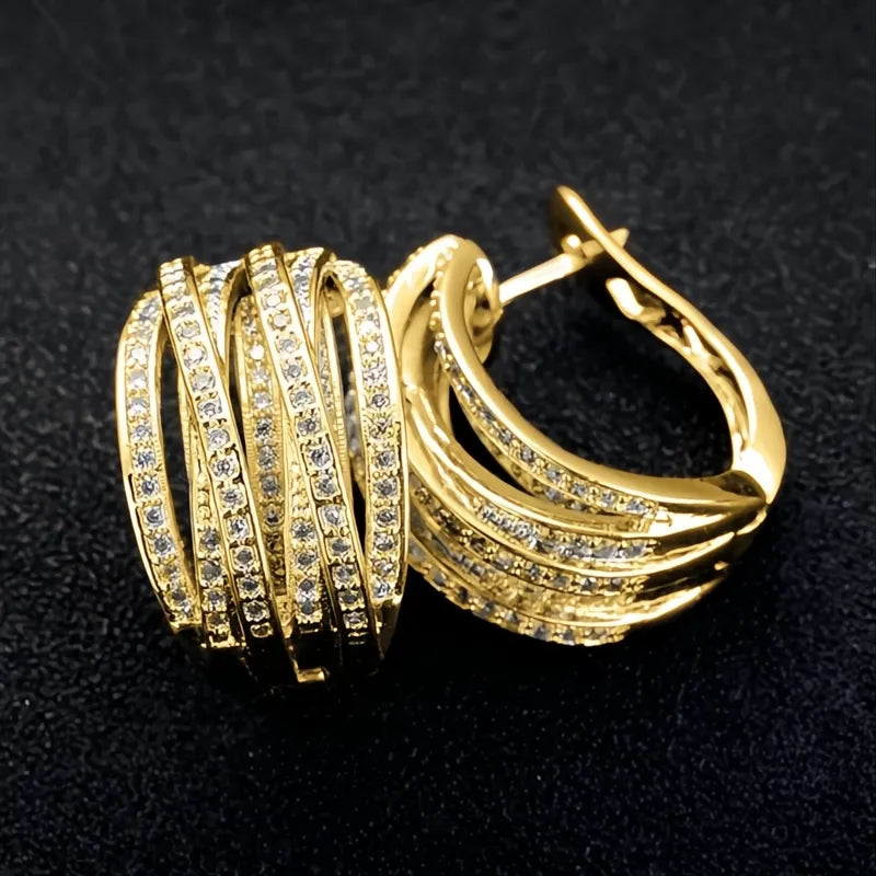 Silver Color Cross Hoop Earrings for Women Cubic Zirconia Crystal Fashion Jewelry Trends