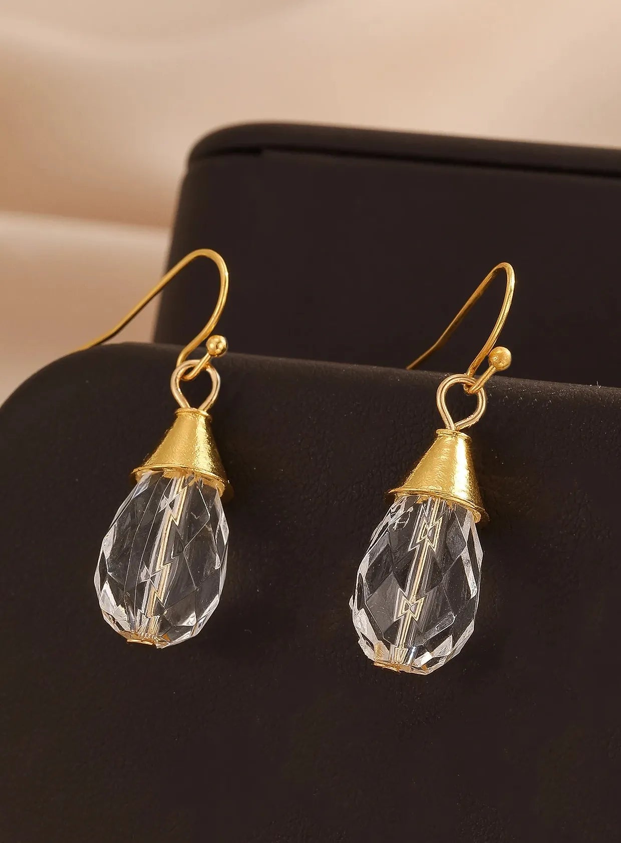 Honeycomb Imitation Crystal Ball Drop Earrings Zinc Alloy Jewelry Gift for Women