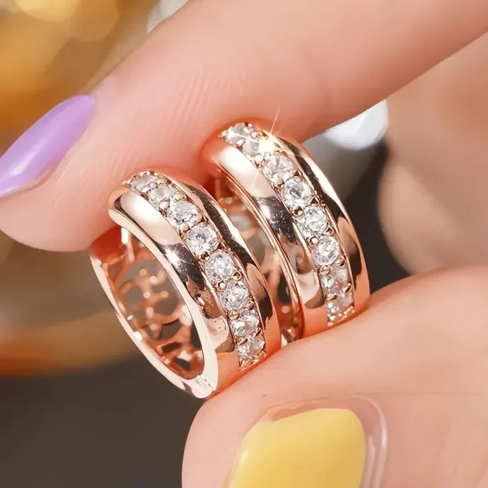 Women's Geometric CZ Copper Alloy Hoop Earrings Hollow Pattern Jewelry Party