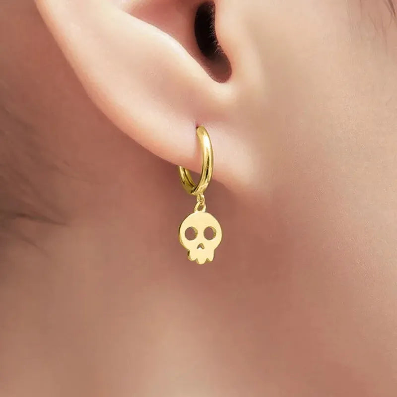 Minimalist Copper Ghost Head Skull Earrings Gothic Punk Rock Party Gift