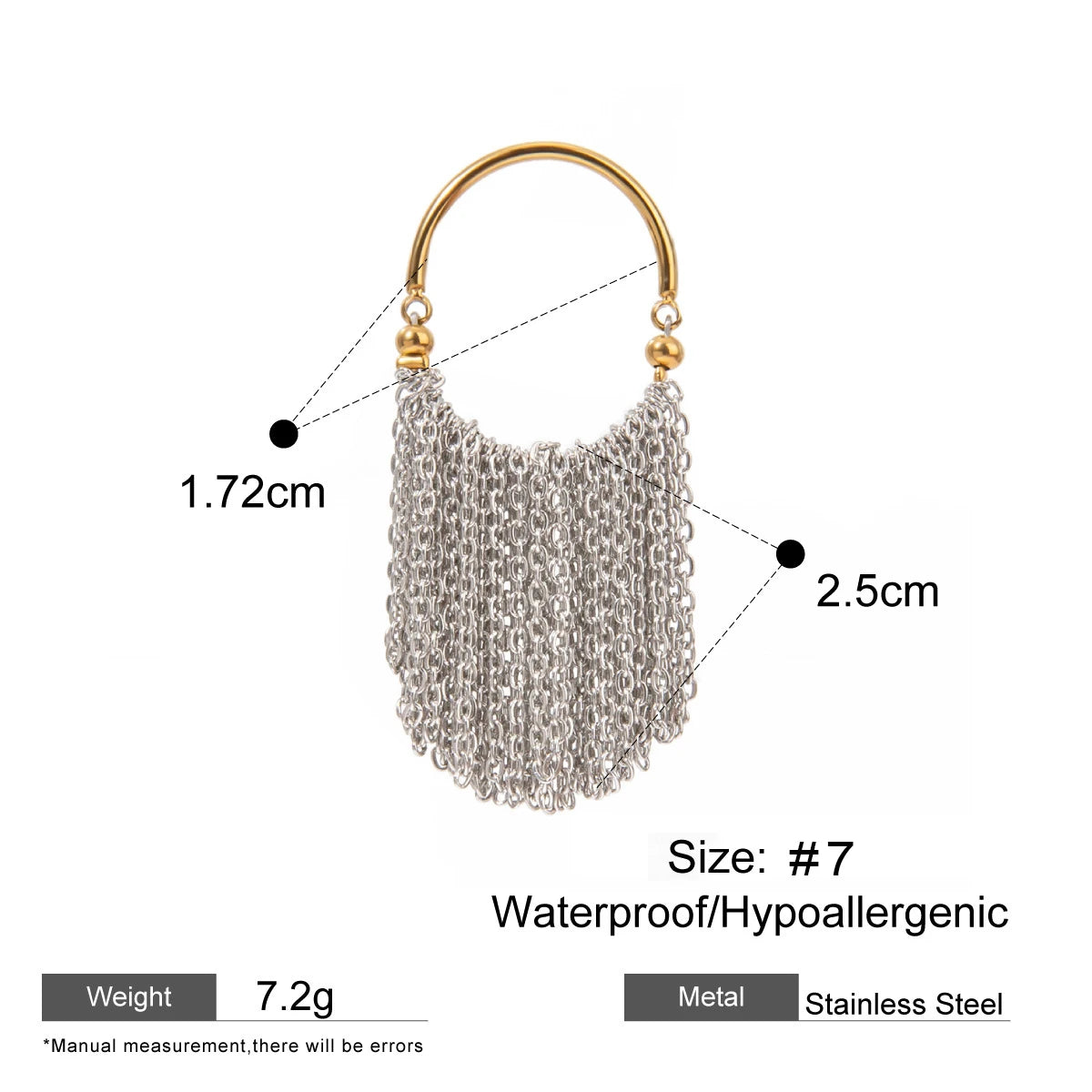 18k Gold Plated Stainless Steel Geometric Multi-Layer Tassel Chain Ring Women