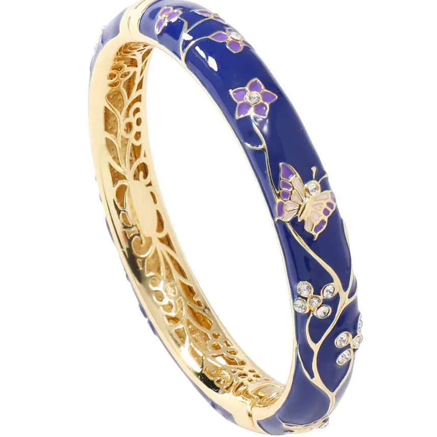 18k Gold Plated Stainless Steel Butterfly Enamel Bangle Featuring Zircon 2025
