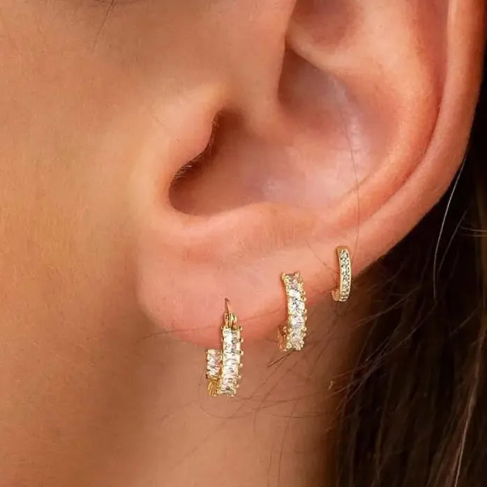 3Pcs Vintage Zircon Geometric Hoop Earrings for Women Classic Jewelry Gifts