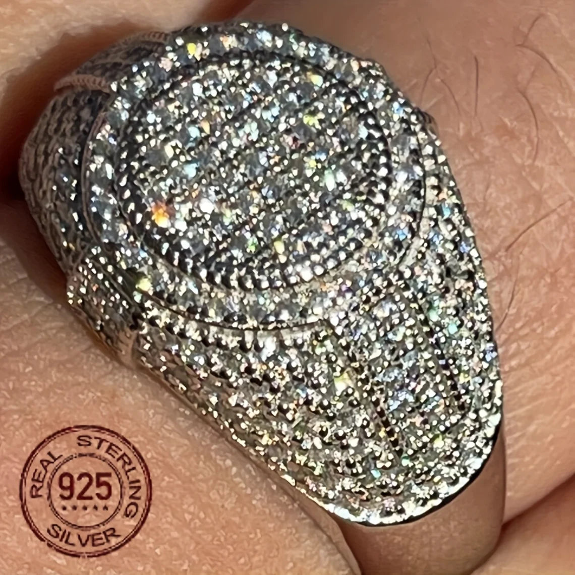 2025 Trendy Solid 925 Silver Iced Hip Hop Pinky Ring for Men – Round Cut Zircon