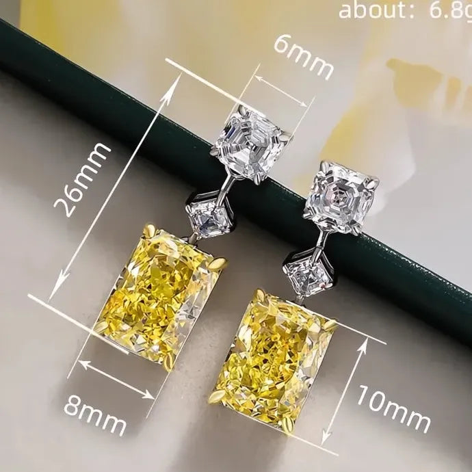 Yellow Cubic Zirconia Geometric Copper Alloy Dangle Earrings for Women